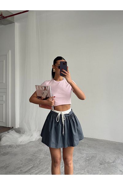 mydukkan.co Ribbed Detail Mini Skirt
