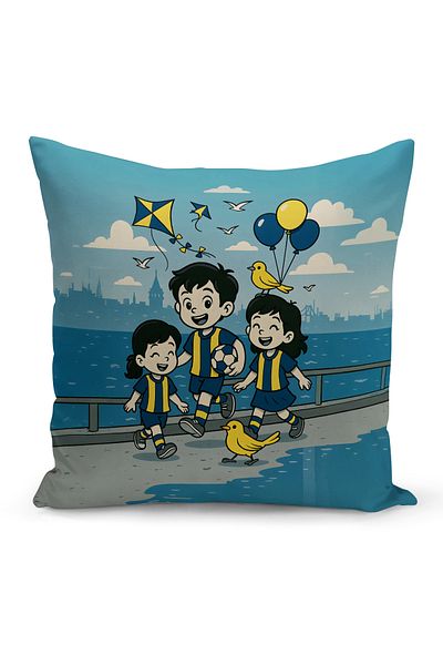 Bertille Home Copil Bebeluș Galben Bleumarin Fan Fotbal Seria Husă de pernă (Husă de pernă)