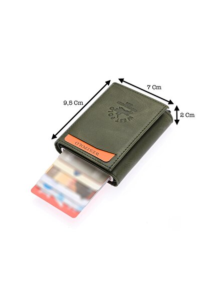 Westpolo Safari Unisex Bol Kartlık Bölmeli Crazy Eskitme Hakiki Deri Mekanizm...