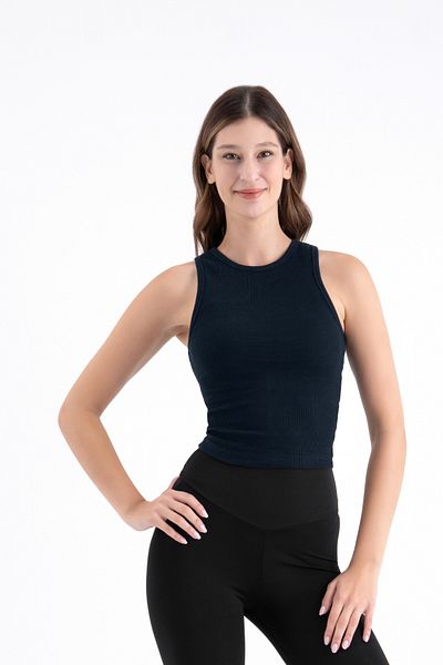 di base Stretchy and Breathable Cotton Dark Navy Blue Women's Basic Tank Top