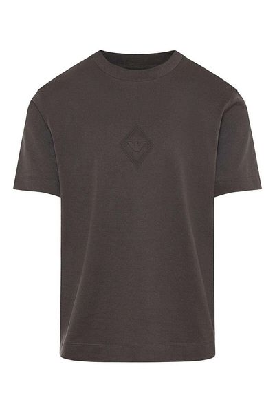 Emporio Armani Men's Regular Fit Round Neck Eagle Embossed Short Sleeve Brown T-Shirt Em001040 Af13669-U81