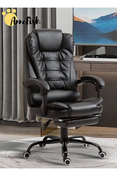 AnneFish Ergonomic Office Desk Computer Chair PU Leather Swivel High-Back Reclining Chair Two Points Massage