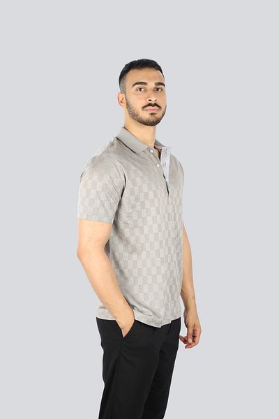 PAUL&SHARK Men's Regular Fit 100% Organic Cotton Patterned Short Sleeve Beige Polo Collar T-Shirt 25411278A-266