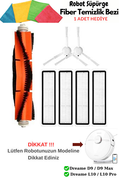 Xiaomi Dreame D9 / D9 Max /d9 Pro / L10 Pro Uyumlu Hepa Filtre,fırça Yedek Fı...
