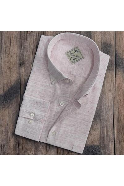 EREN STYLE قميص رجالي من الكتان والكتان خفيف الوزن بأكمام طويلة (مقاس عادي)