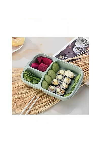 COOYA Portable three-compartment lunch box, fresh-keeping, airtight and leak-proof, reusable, green
