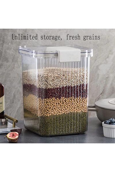 COOYA Grain Storage Box, Safe Material, 20 Kg Large Capacity, Insect-Proof, Suitable for Food, White