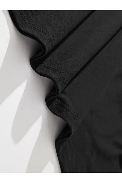 mooodcase Unisex Oversize Black T-Shirt Crew Neck Short Sleeve Cotton Country Rough Pattern
