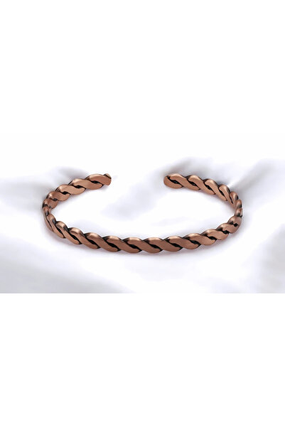 YEMEN ZIRHI سوار نحاسي ملتوي قابل للتعديل مصنوع يدويًا - التصميم الأصلي الذي يجتمع فيه الأناقة والطبيعة