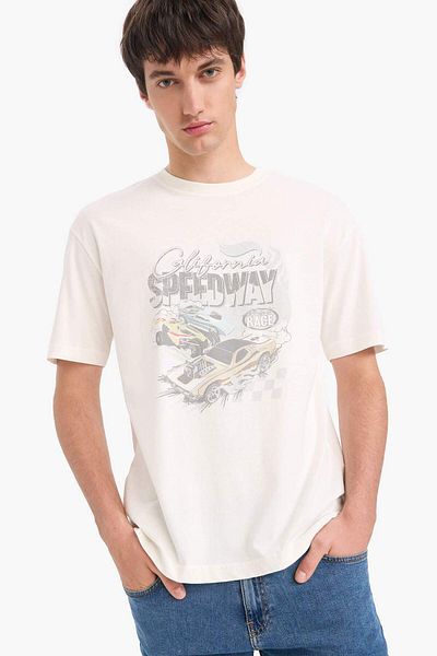 DeFacto 100% Cotton Hot Wheels Boxy Fit Crew Neck Short Sleeve T-Shirt E3274Ax25Sm