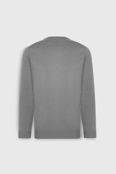 ALTINYILDIZ CLASSICS Men's Gray Melange Standard Fit Regular Cut Crew Neck Dobby Knitwear Sweater