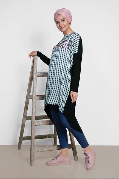 Alvina 4059 Model Printed Square Tunic