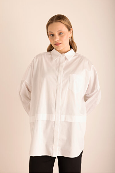 Aker Omuz Bantları İşleme Detaylı Cotton Tunik
