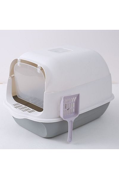 ECARLA Covered cat litter box, with odor neutralizing filter and scoop, KOT14