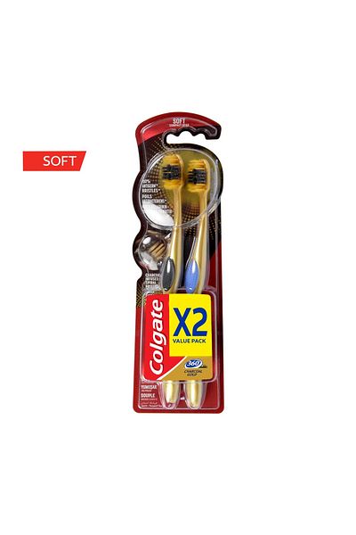 Colgate 360 Charcoal Gold Soft Toothbrush 2 pcs