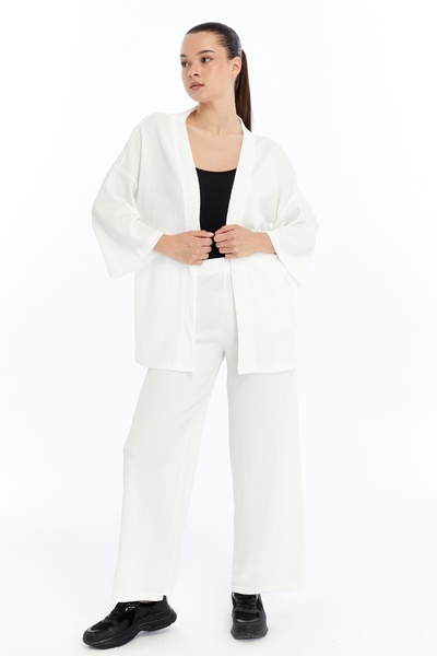 Maison La Femme طقم بنطلون كيمونو نسائي ملفوف