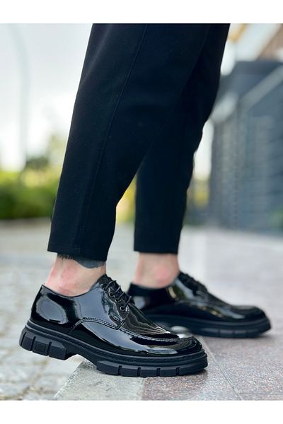 BOA Ba0237 Lace-Up Patent Leather Classic High Sole Casual Men's Shoes