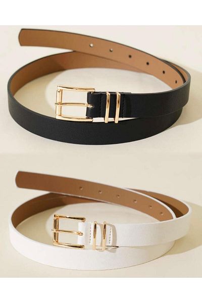Desre Moda 2-Piece Gold Buckle Bridged Women's Belt Trouser Belt Dress Belt Shirt Belt Coat Belt