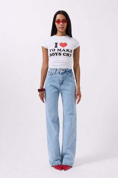 KAZAK Embroidery Detail Printed Crop T-Shirt