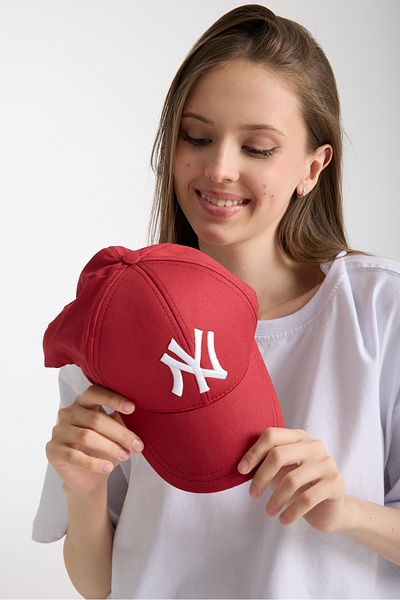 Moda Days Unisex Claret Red Color White Embroidery Ny Embroidered Beyboz Hat