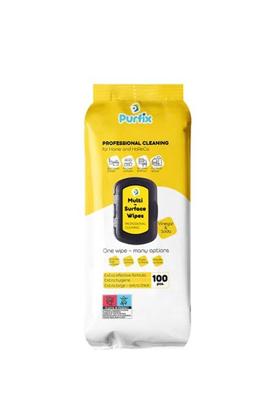 PURFLEX PURFIX wet wipes for surfaces with vinegar and bicarbonate, universal, 100 pcs