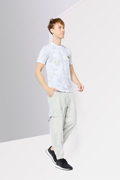 Lamborghini Men Crew Neck Short Sleeves Polka Dots T-shirt, White