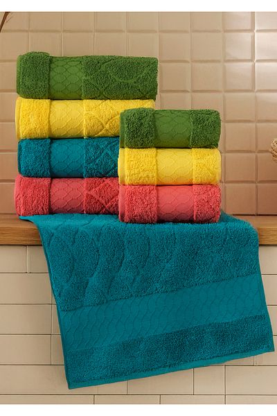 My Catherine Set of 4 High Quality Thick 100% Cotton Hand Towels & Face Towels (50X90 Cm, 280 Gr/Piece)