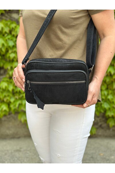 Deribag Hakiki Deri, Orta Boy ,Çapraz Askılı,Kadın Omuz Çantası ,Desenli Nubu...