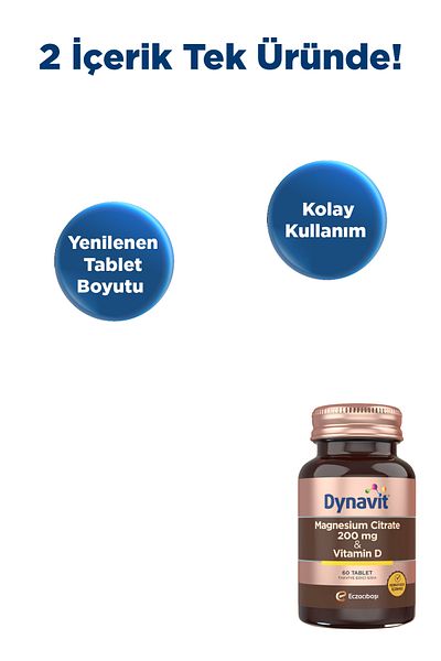 Dynavit Magnesium Citrate 200 Mg & Vitamin B12 - Daily Support Pack - Magnesium Citrate, Vitamin D, Vitami