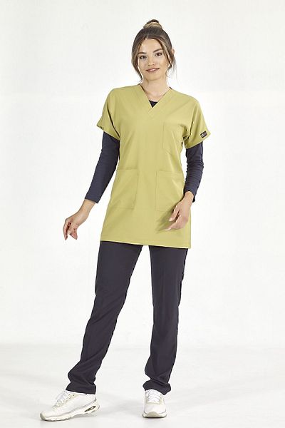 ÇİZGİ MEDİKAL Greys Luxury Lycra Single Top Pistachio Tunic