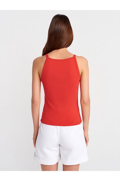 Dilvin 21055 Strappy Tank-Red