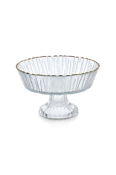 İLİVA Large Footed Glass Salad Bowl - Fruit Bowl, Presentation Bowl