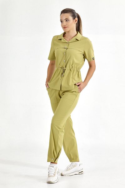 ÇİZGİ MEDİKAL Pistachio Retro Luxury Lycra Doctor Nurse Scrubs Jersey Bottom Top Suit