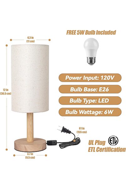 COOYA Bedside Table Lamp, 3-Way Dimmable, Touch, USB C Charging Port and AC Outlet For bedroom