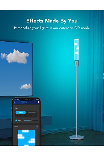Govee RGBIC Cylindrical LED Floor Lamp with Wi-Fi App Control, Smart Lamp with 64+ Scenes, DIY Mode,