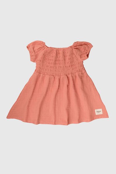 Totzee Muslin Gipe Dress Coral Color
