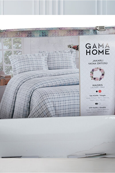 GAMA HOME Jakarlı Tek Kişilik Yatak Örtüsü / Özel Tasarım Çantalı / Farklı Renk ve Desen Seçenekleriyle