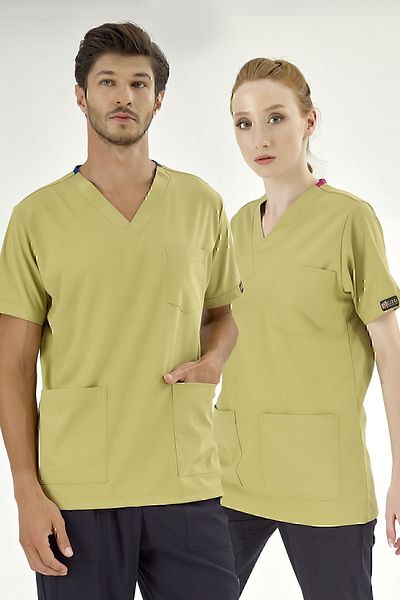 ÇİZGİ MEDİKAL Pistachio Silva Luxury Lycra Doctor Nurse Single Top Jersey (High Quality Luxury Lycra Fabric)