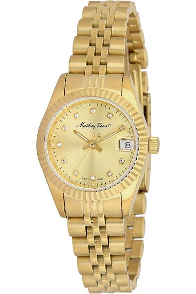 Mathey-Tissot Mathey II Quartz Crystal Gold Dial Ladies Watch D710PDI