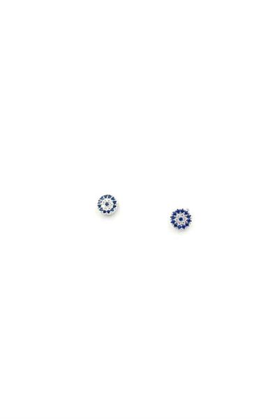 MR RZN STORE Silver Needle Evil Eye Earrings - Silver
