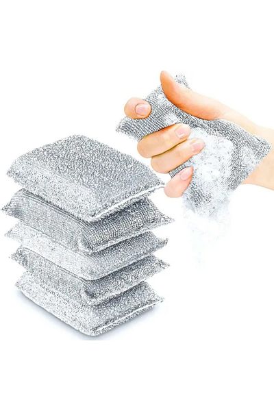 Viomax (4 Pieces) Gray Inox Steel Dish Sponge