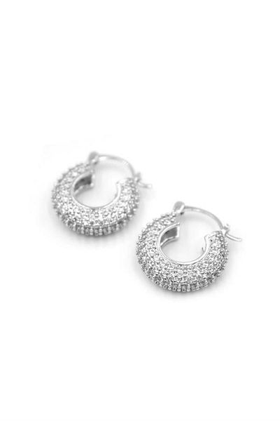 MR RZN STORE Jewelled Hoop Earrings - Silver