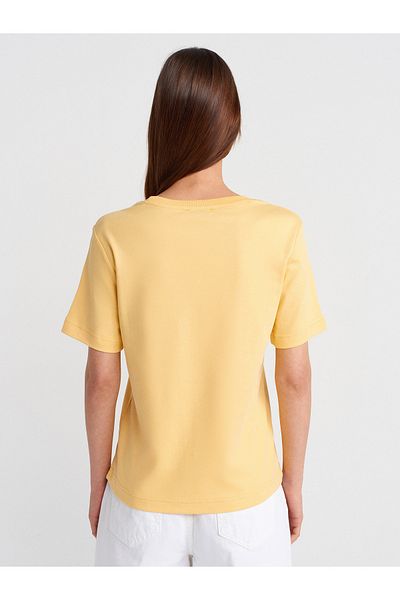 Dilvin 31763 Crew Neck T-Shirt-Yellow