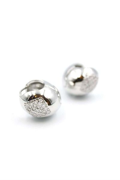 Royaleks Stone Ball Earrings - Silver