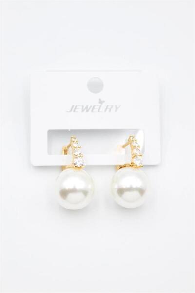 OEM Jewelled Pearl Earrings - Gold