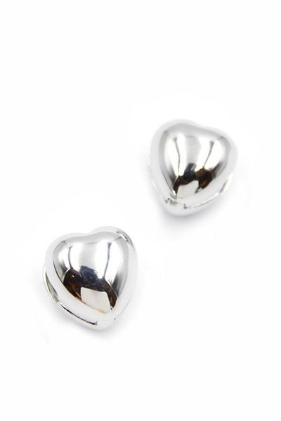 MR RZN STORE Heart Earrings - Silver