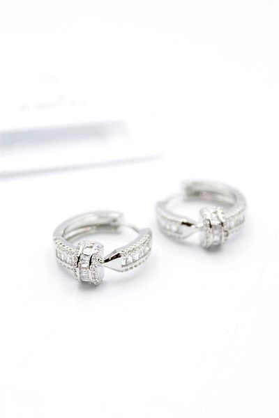 MR RZN STORE Jewelled Stud Earrings - Silver