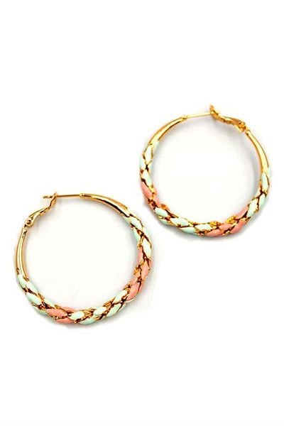 Royaleks Enameled Hoop Earrings - Pink