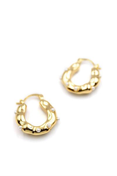 Royaleks Pearl Hoop Earrings - Gold