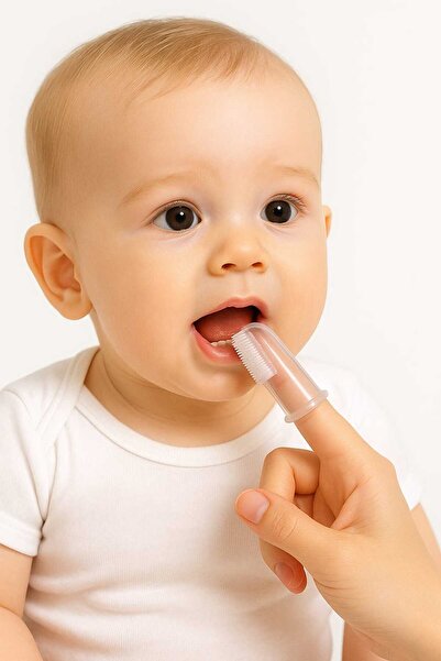 acilpetmama Silikon Parmak Bebek Diş Kaşıyıcı ve Şeffaf Yumuşak Fırça Kutulu Oyuncak Erkek ve Kız Ürünleri